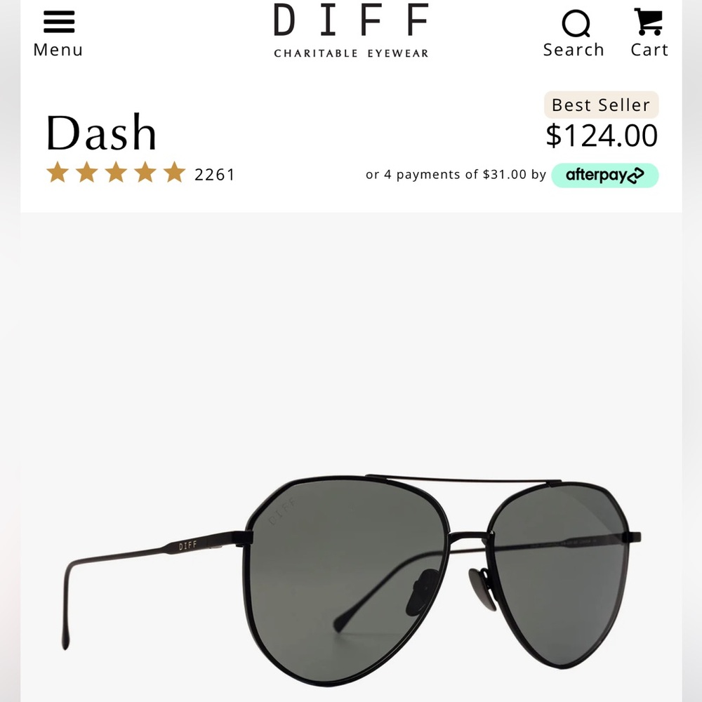 DIFF Black Aviator Sunglasses